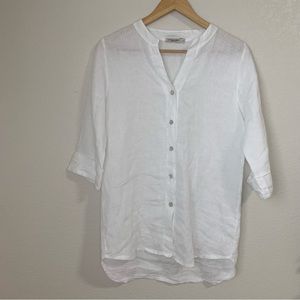 LUNGO L'arno minimalist Lagenlook Button Down Top Large